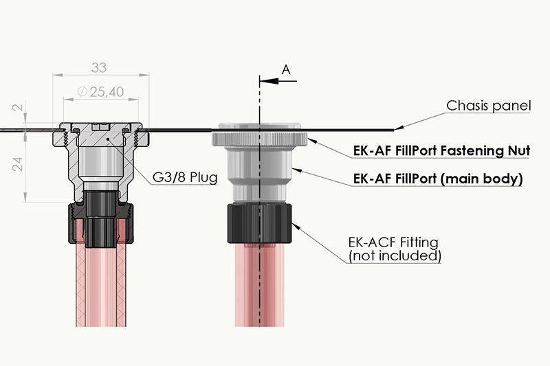 Nickel EKWB EK-AF G1//4 Pass-Through Fitting